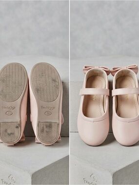 PandaNinja size 11 Girls' Pink Bow Strap Dress Shoes